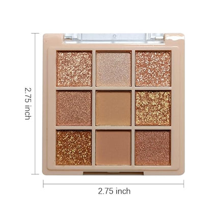 Eyeshadow Palette Makeup- 9 Colors Naked Eyeshadow Palette Matte Shimmer Korean Natural Eye Shadow palettes Highly Pigmented Naturing-Looking Long Lasting (#04)