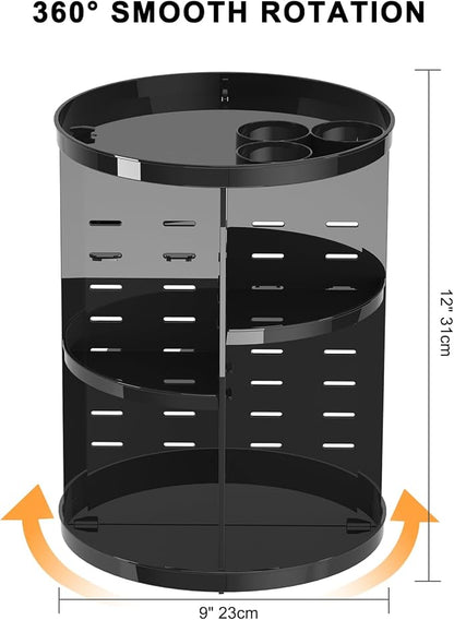 Rotating Makeup Organizer for Vanity, 360 Spinning Skincare Organizers with Adjustable Trays, Make Up Desk Storage Carousel Rack, Cosmetic Display Cases for Dresser Bathroom Countertop