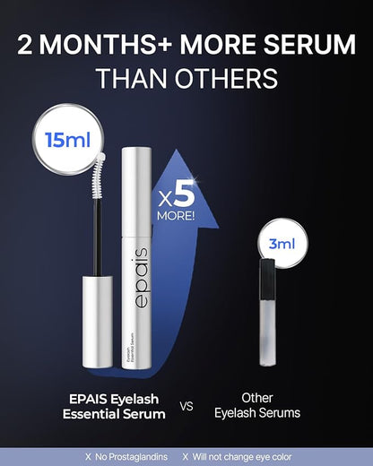 EPAIS Essential Eyelash Growth Serum, Jumbo Size 15ml/0.5fl.oz - Safe & Gentle Lashes Care, Nutrient Formula for Longer, Fuller, Thicker in 2 Weeks, To Grow Lashes Natural Longer, Non-Prostaglandin