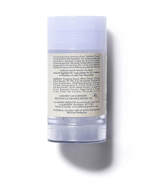 A La Maison de Provence Natural Aluminum-Free Deodorant Traditional French Milled Formula | Long Lasting Safe and Effective | Free of SLS, Parabens and Sulfates (2.4, Unscented)