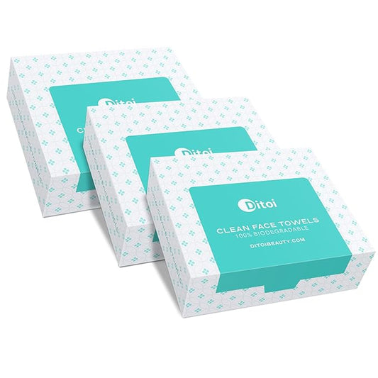 Face Towels, 10"×12" Disposable Face Towel, Face Towelettes XL, Ultra Soft Makeup Remover Dry Wipes, Thick Face Towel for Travel, 45 Count (3 Pack)