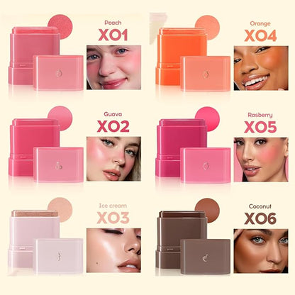 Multi-Purpose Makeup Hydrating Cream Blush Stick, Beauty Solid Moisturizer Stick For Cheek & Eyes & Lips，Waterproof Natural Moisture Smooth Blendable Matte Finish Face Blush Makeup (#01 Peach)