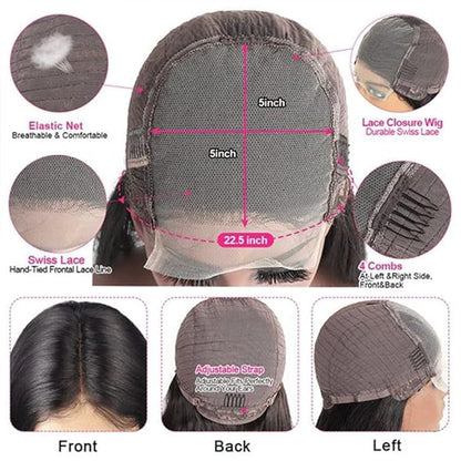 5x5 HD Lace Closure Wigs Human Hair Pre Plucked 5X5 Body Wave Lace Front Wigs Human Hair 180% Density Brazilian Virgin Human Hair Wigs for Black Women Natural Color (Body Wave Wig, 18 Inch)