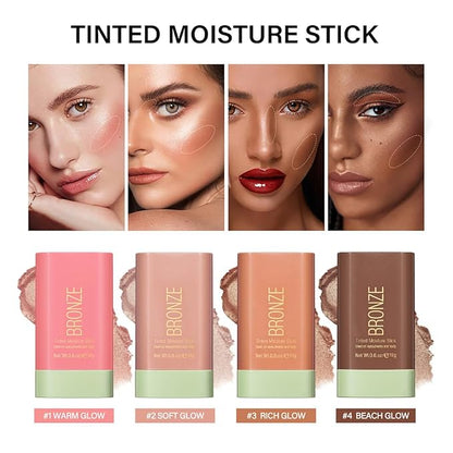 Multi-Use Makeup Blush Stick, Beauty Tinted Solid Blush Stick,Facial Contouring Highlight & Brighten Face Stick, Waterproof Moisturizer Stick, Suitable for All Skin (1#Warm Glow)