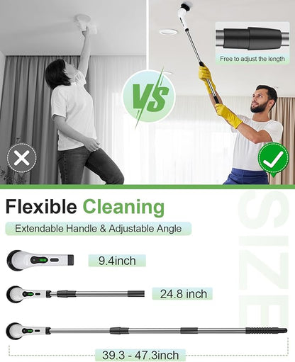 Electric spin scrubber, cordless cleaning