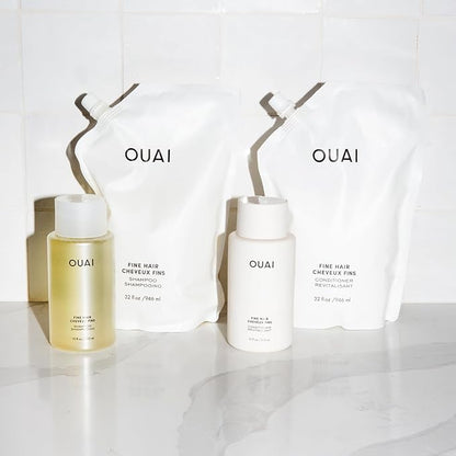 OUAI Fine Shampoo Refill - Volumizing Shampoo with Strengthening Keratin, Biotin & Chia Seed Oil for Fine Hair - Delivers Weightless Body - Paraben, Phthalate & Sulfate Free Hair Care (32 Fl Oz)