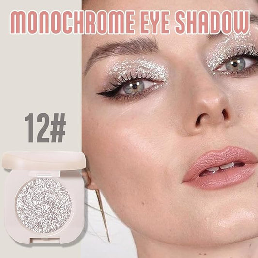 Glitter Shimmer Sparkle Eyeshadow Palette Makeup for Green Blue Eyes, Silver Glitter Shimmer Metallic Holographic Multichrome Cream Iridescent Single Monochrome Eye Shadow Makeup