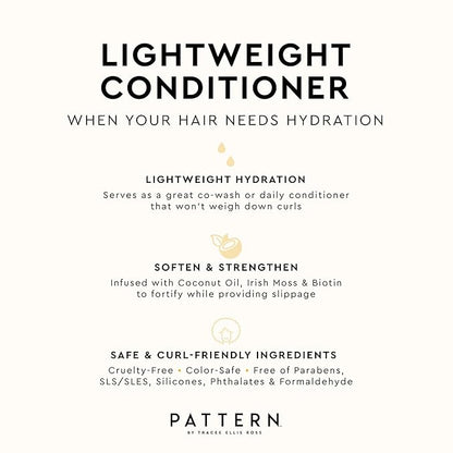 PATTERN Beauty by Tracee Ellis Ross Lightweight Conditioner, 29 Fl Oz, Rich Moisture for Curlies, Coilies and Tight-Textured Hair, 3a-4c