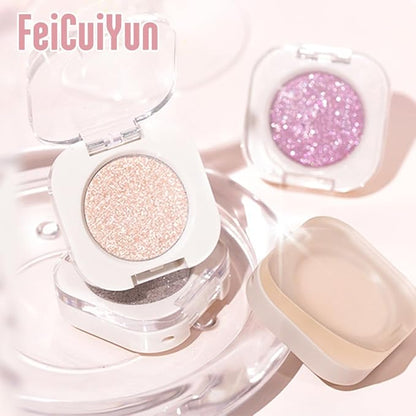 Glitter Shimmer Sparkle Eye Shadow Palette Makeup for Green Blue Eyes, Pearl White Silver Glitter Shimmer Metallic Holographic Multichrome Cream Iridescent Single Monochrome Eyeshadow Makeup