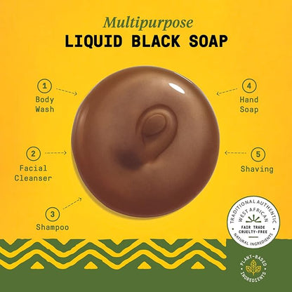Alaffia Authentic African Black Soap, Eucalyptus Tea Tree – All-in-One Moisturizing Cleanser for Face, Hands, Body & Hair, 32 Oz Ea