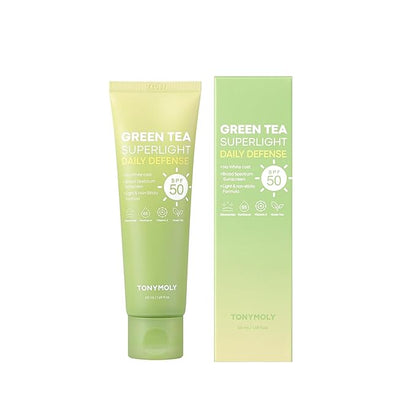 TONYMOLY Green Tea Korean Sunscreen for Face, Travel Size Sunscreen SPF 50, Non-Greasy & No White cast, Daily Broad Spectrum UV Protection with Niacinamide, Panthenol & Hyaluronic Acid, 50ml