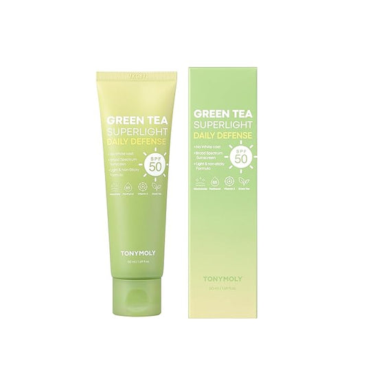 TONYMOLY Green Tea Korean Sunscreen for Face, Travel Size Sunscreen SPF 50, Non-Greasy & No White cast, Daily Broad Spectrum UV Protection with Niacinamide, Panthenol & Hyaluronic Acid, 50ml
