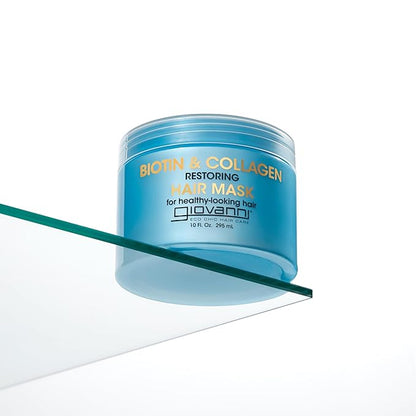 GIOVANNI Biotin & Collagen Hair Mask - Deeply Conditions, Detangles, Helps Rebond Split Ends, For All Hair Types, Moisturizing, Helps Create Shine & Manageability, Cruelty-Free, Salon-Quality - 10 Oz