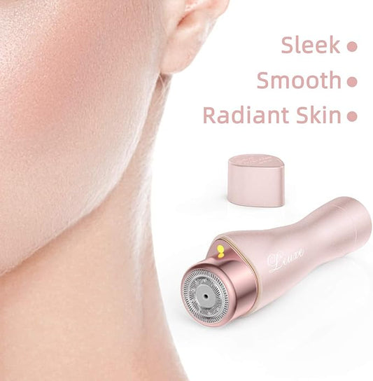 Facial Hair Remover for Women, Leuxe Painless Hair Removal Waterproof Shaver Razor with LED Light for Peach Fuzz Fine Hair Chin Cheek Upper Lip (Rose)