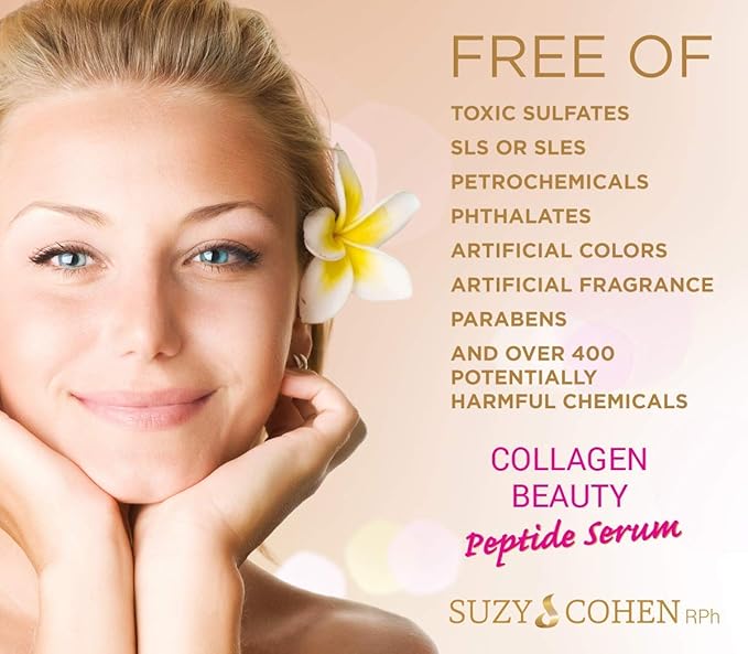 Suzy Cohen, Collagen Beauty Peptide Serum, Collagen Boosting, Instant Plumping Skin Elasticity, Firmness 30 ml