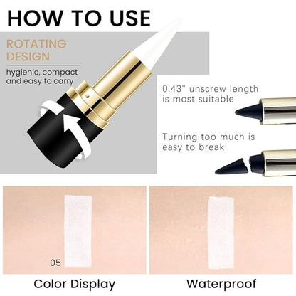 Kaely White Gel Eyeliner Pencil,Waterproof Smudge Proof Eye Liner Pen,Cat Eye Goth Halloween Makeup,Eye Black Face Paint Lipstick Crayon,Color Colorful Eyeliner Eyeshadow Stick,05