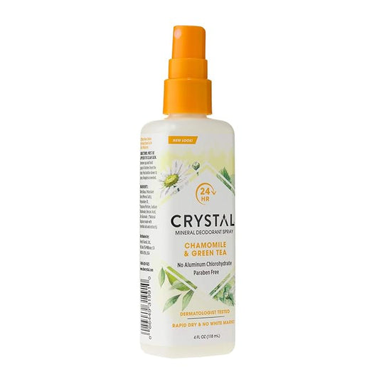 Crystal Essence Mineral Deodorant Spray, Chamomile & Green Tea 4 oz (Pack of 12)