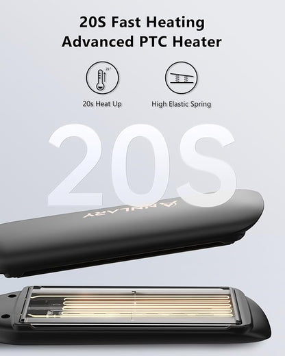 1.75 Inch Flat Iron Hair Straightener with Resistant Silicone Mat Pouch, Professional Ceramic Ionic Dual Voltage Straightener with Anti-Iron Silicone for Less Frizz, Shinier & Smoother Hair