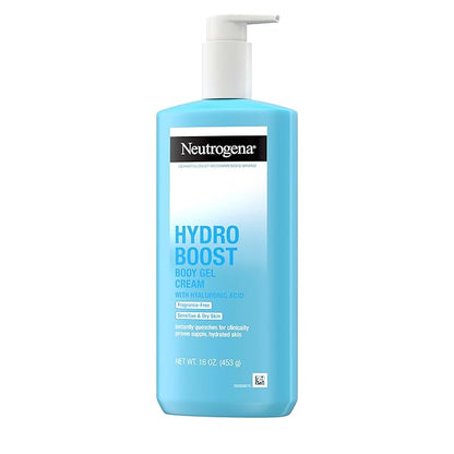 Neutrogena Hydro Boost Body Moisturizing Gel Cream with Hyaluronic Acid, Non-Greasy & Fast Absorbing, Lightweight Hydrating Body Lotion for Normal to Dry Skin, Fragrance-Free, 16 oz