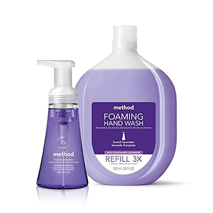 Method Foaming Hand Soap Refill, French Lavender, Recyclable Bottle, Biodegradable Formula, 28 fl oz (Pack of 4)