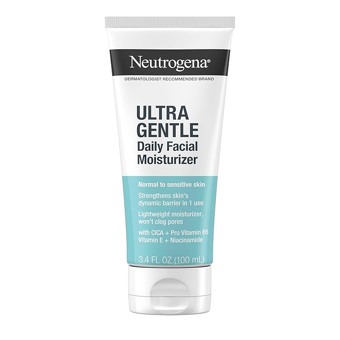 Neutrogena Ultra Gentle Fragrance Free Daily Face Moisturizer, Facial Moisturizer for Sensitive & Dry Skin with CICA, Pro-Vitamin B5, Vitamin E & Niacinamide, 3.4 fl. oz