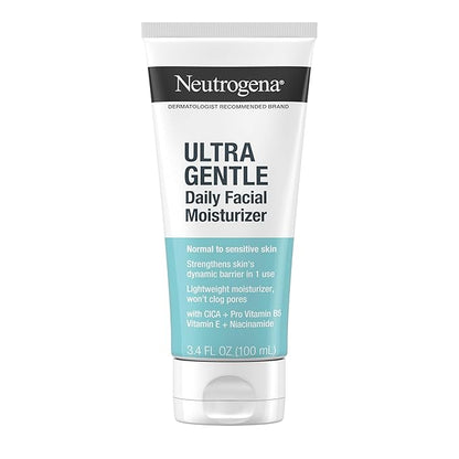 Neutrogena Ultra Gentle Fragrance Free Daily Face Moisturizer, Facial Moisturizer for Sensitive & Dry Skin with CICA, Pro-Vitamin B5, Vitamin E & Niacinamide, 3.4 fl. oz