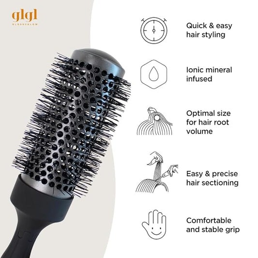 Professional Salon Round Brush with Ceramic Coating for Blow Drying - Salon Blowout Styling. Quick Styling and Voluminous Hair. (1.7 Inch)