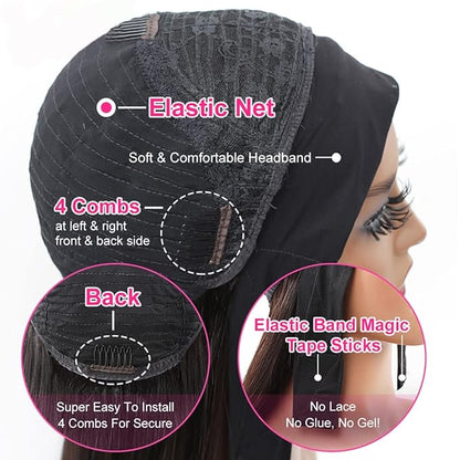 #99J Burgundy Headband Wig Human Hair Deep Wave Wigs for Black Women 150% Density None Lace Front Machine Made Brazilian Virgin Red Wine Deep Wave Headband Wig Human Hair 14 Inch…