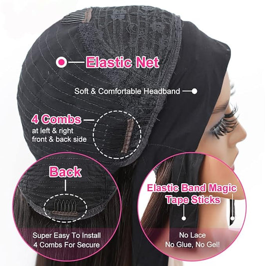 #99J Burgundy Headband Wig Human Hair Deep Wave Wigs for Black Women 150% Density None Lace Front Machine Made Brazilian Virgin Red Wine Deep Wave Headband Wig Human Hair 14 Inch…