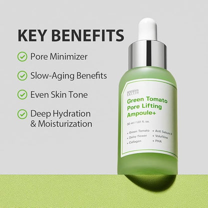 SUNGBOON EDITOR Green Tomato Pore Lifting Ampoule | Pore Minimizer Serum with Niacinamide & Green Tomato Extract | Hydrating & Firming Care for Sensitive Skin | Korean Skincare