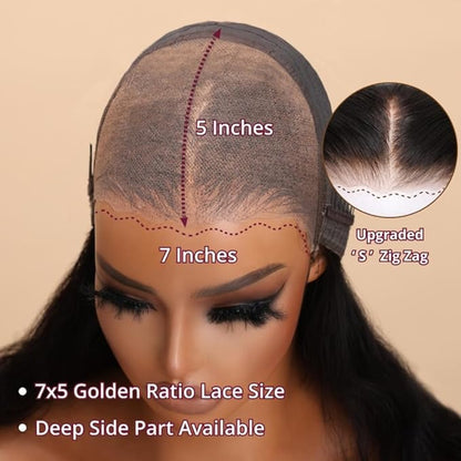 Beauty Forever Bye Bye Knots 7X5 Pre Cut Lace Honey Blonde Highlight Jerry Curly Put on Go Glueless Lace Front Wig,Mixed Color Invisible Knots Human Hair Wigs Pre Plucked Hairline 150% Density 24 Inch