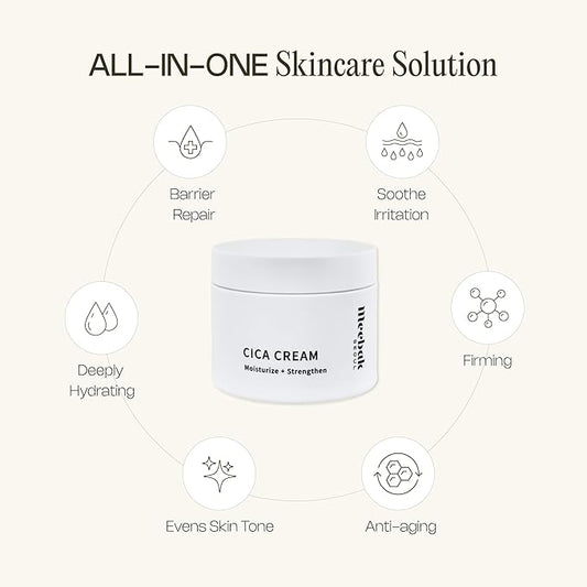 Meebak Cica Cream | Daily Repair Moisturizer with Niacinamide, Ceramide, & Retinol | Deep Hydration & Soothing | Locks in Moisture | Suitable for Sensitive Skin