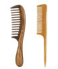 Louise Maelys 2pcs Wooden Wide Tooth Hair Comb Sandalwood Tail Combs for Curly Thick Hair Styling