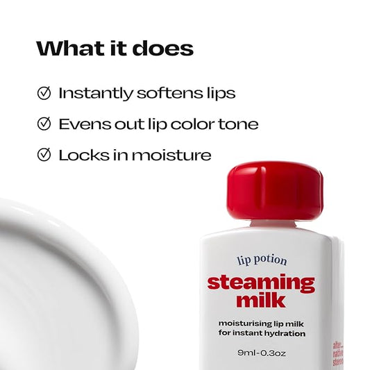 Lip Potion Steaming Milk | Lip Primer & Color Softener with Instant Steaming Care Effect | 0.3 Oz