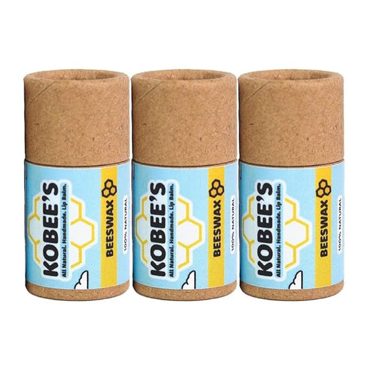3 pack - Kobeesco Lip Balm, Lip Moisturizer, Lip Cure, Lip Balm, Chapstick (Beeswax)