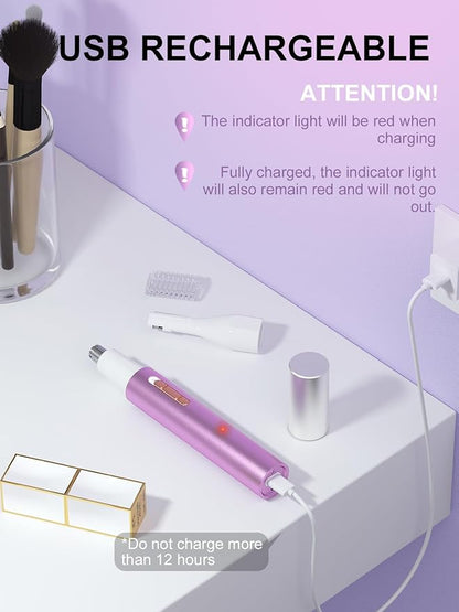 2025 Rechargeable Nose & Ear Hair Trimmer, Dual-Edge Blade Electric Clipper for Women Men, Facial & Eyebrow Hair Removal Tool, Powerful Motor, Painless, Easy to Clean, IPX7 Waterproof (Pink)