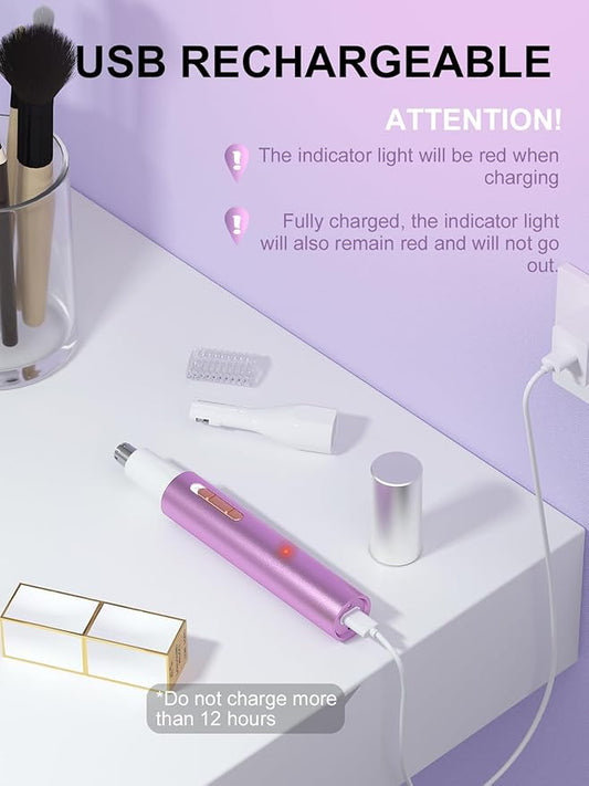 2025 Rechargeable Nose & Ear Hair Trimmer, Dual-Edge Blade Electric Clipper for Women Men, Facial & Eyebrow Hair Removal Tool, Powerful Motor, Painless, Easy to Clean, IPX7 Waterproof (Pink)