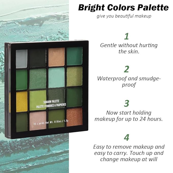 16 Colors Green Olive Matte Shimmer Eyeshadow Palette
