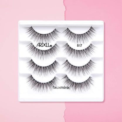 Ardell Faux Mink Lashes False Eyelashes 817 - Natural Look, Dramatic Volume, Comfortable Wear Strip Lashes, 4 Pairs x 2 Pack