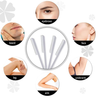 10 Pieces Eyebrow Razor for Women Facial Shaver Razor Brow Shaper Eyebrow Trimmer Dermaplaner Shaping Tool with Cover (Silver)