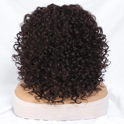 Felek 16inch Curly Lace Front Wigs Middle Part Jerry Curl Wig T Lace Front Curly Glueless Synthetic Pre-Plucked Afro Curly Lace Wigs For Black Women(#4)
