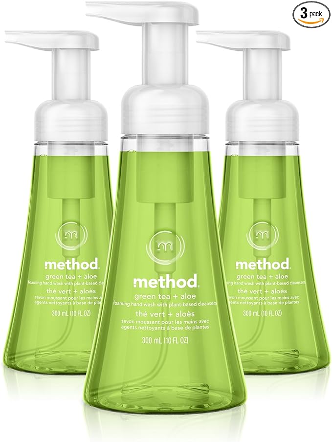 Method Foaming Hand Soap, Green Tea + Aloe, 10 Ounce (Pack of 3)