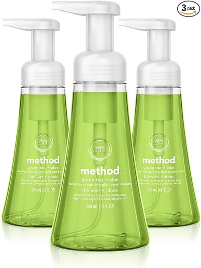 Method Foaming Hand Soap, Green Tea + Aloe, 10 Ounce (Pack of 3)