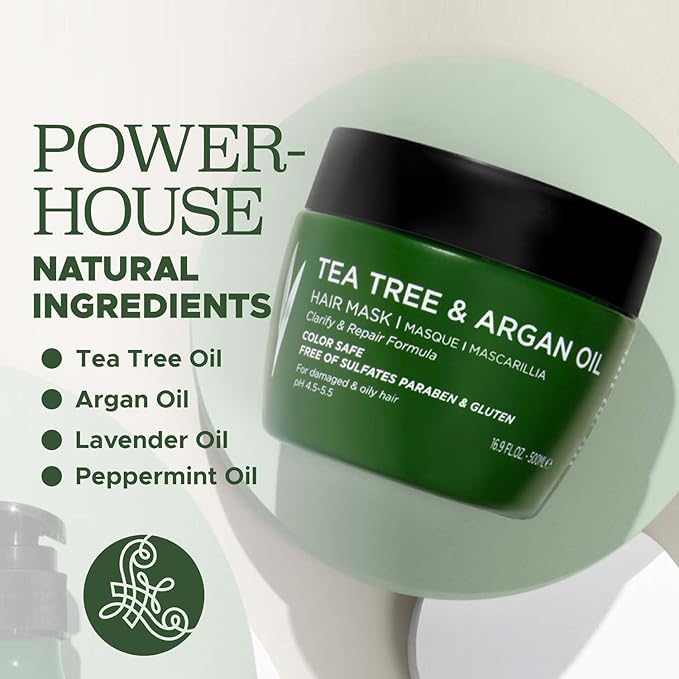 Luseta Tea Tree Oil Hair Mask 16.9 oz Hydrating & Moisturizing Treatment Soothing for Itchy Scalps and Dandruff