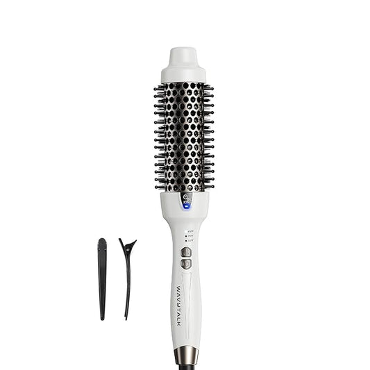 Wavytalk Thermal Brush, 1.5 Inch Blowout Express Ionic Thermal Round Brush Creates Blowout Look in 10 Minutes Makes Hair Shinier & Smoother, Dual Voltage (White)