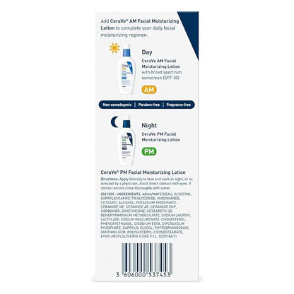 CeraVe PM Facial Moisturizing Lotion, Night Cream with Hyaluronic Acid and Niacinamide, Ultra-Lightweight, Oil-Free Moisturizer for Face, 3 Ounce