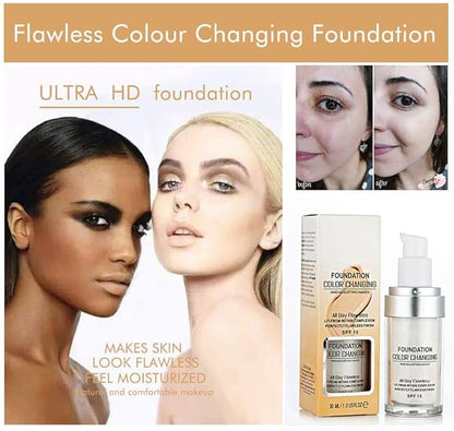 Flawless Colour Changing Warm Skin Tone Foundation,Naturally Blends Face 30ML