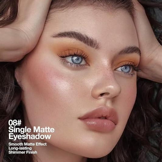 Monochrome Pressed Eyeshadow, Waterproof Neutral Powde Mini Eyeshadow, sombras para ojos, Talc, Paraben & Cruelty Free (H08#Matte Brown)