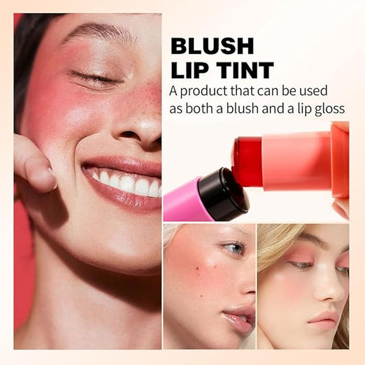 4 Color Milk Jelly Blush Stick, Milk Cooling Water Jelly Tint, Moisturizing Sheer Lip & Cheek Stain Jelly Blush Makeup.