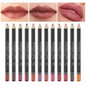 12 PCS Nude Red Deep Red Brown Matte Long